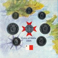 Málta 2005. 1c-1L (7xklf) forgalmi sor + 2m Al karton dísztokban T:UNC Malta 2005. 1 Cent - 1 Lira (...