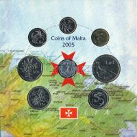 Málta 2005. 1c-1L (7xklf) forgalmi sor + 2m Al karton dísztokban T:UNC Malta 2005. 1 Cent - 1 Lira (...