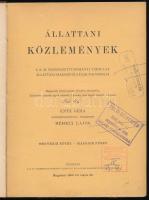 1905 Állattani Közlemények. A K. M. Természettudományi Társulat Állattani Szakosztályának folyóirata. Szerk.: Entz Géza, Méhely Lajos. IV. köt. Bp., 1905, K. M. Természettudományi Társulat Állattani Szakosztálya, IV+248 p.+ 8 t. Szövegközti és egészoldalas illusztrációkkal. Korabeli félvászon-kötésben, nagyrészt jó állapotban, régi intézményi bélyegzőkkel.
