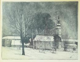 Nyári Lóránt (1928-1982): Krisztina, 1964. Rézkarc, papír, jelzett, 25×32,5 cm, üvegezett fakeretben