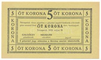 1919. Sárospatak 5K mind sorszám és aláírás nélkül T:UNC,AU Adamo SÁR-3.3