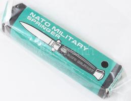 NATO Military Springer rugós kés, eredeti dobozában, kinyitva: 20 cm