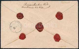 1871 5. súlyfokozatú ajánlott levél Réznyomat 5kr + 2 x 15kr bérmentesítéssel, "PEST - EGER / H...