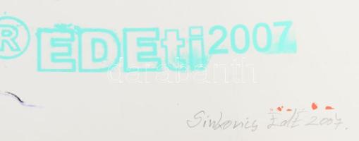 Sinkovics Ede (1971-): "Reggeli a lazában", 2007. Szitanyomat, vegyes technika, papír, jel...