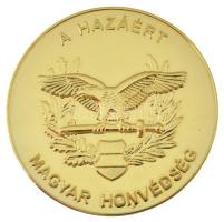 DN "A hazáért - Magyar Honvédség" kétoldalas, aranyozott fém emlékérem dísztokban (42mm) T:PP