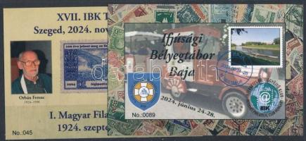 2024 Ifjúsági Bélyegtábor Baja emlékív + XVII. IBK Találkozó karton emlékív
