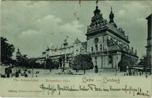 1900 Lviv, Lwów, Lemberg; Plac Bernardynski / Bernardiner-Platz / square, market (fl)