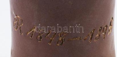 1898 Feltehetően Ferenc József uralkodásának 50. évfordulójára készített népi kerámia emlékkorsó &qu...