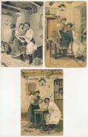 3 db RÉGI magyar népviselet képeslap / 3 pre-1945 Hungarian folk costume litho postcards