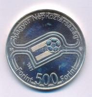 1981. 500Ft Ag "Labdarúgó Világbajnokság 1982" fekete műbőr tokban T:BU patina Adamo EM64