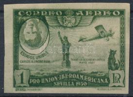 1930 Ibéria-Amerika kiállítás tévnyomatos vágott bélyeg, fordított és felfelé tolódott portréval Mi 559 K