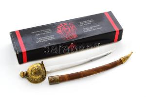 Fantázia kalóz szablya kicsinyített fegyver, hüvelyével, dobozában, h: 28 cm,