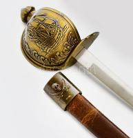 Fantázia kalóz szablya kicsinyített fegyver, hüvelyével, dobozában, h: 28 cm,