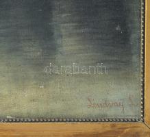 Lendvay L jelzéssel, XIX. sz. vége/XX. sz. eleje: Vitorlások a holdfényben. Olaj, vászon. Dekoratív,...