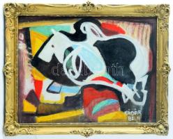 Kádár Béla jelzéssel: Kompozíció. Olaj, karton. Dekoratív, üvegezett fakeretben. 26×36 cm