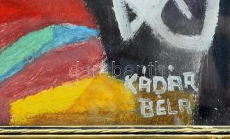 Kádár Béla jelzéssel: Kompozíció. Olaj, karton. Dekoratív, üvegezett fakeretben. 26×36 cm