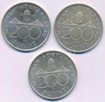 1994. 200Ft Ag "Deák" (3x) T:AU,XF patina Adamo F13.1