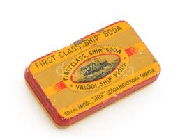 First Class Ship Soda, Valódi "Ship" Soda fém doboz, kopásnyomokkal, 4×7,5×1,5 cm