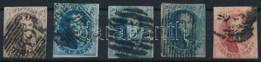 Belgium 1858/1861 Forgalmi sor, Mi 8 3 példányban Mi 7-9 (Mi EUR 148.-)