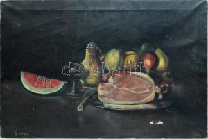 Gombai jelzéssel: Csendélet. Olaj, vászon. Sérült. 48×72 cm