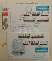 Nagy FDC tétel 2 db albumban, főleg brit első napi küldemények, kevés magyar
