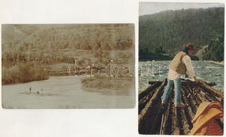 2 db RÉGI képeslap, közte 1 fotó: tutajosok / 2 pre-1945 postcards, with 1 photo: rafters