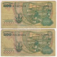 Indonézia 1968. 500R (2x: színváltozatok?) T:F,VG
Indonesia 1968. 500 Rupiah (2x: color variants?) ...