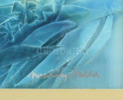 Macskássy Izolda (1945-2021): Virágok. Vegyes technika, selyem, jelzett. Apró foltokkal. Üvegezett f...