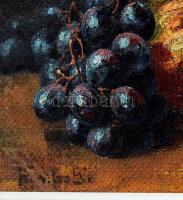 Olvashatatlan jelzéssel: Csendélet. Olaj, vászon. Restaurált. Dekoratív fakeretben, 30×45,5 cm