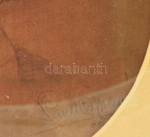 Olvashatatlan jelzéssel: Lány arcképe, 1880. Szén, fedőfehér, papír. Üvegezett fakeretben, 41,5×34 c...