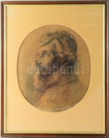 Jelzés nélkül: Arckép. Szén, papír. Üvegezett fakeretben, 41,5×34 cm