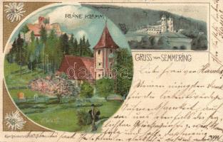 1899 Semmering Klamm ruins litho s: Rosenberger