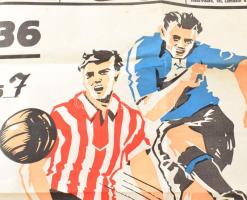 1957 Rot-Weiss 1936 Freundschaftsspiel plakát, hajtott, szakadásokkal, 59×85 cm