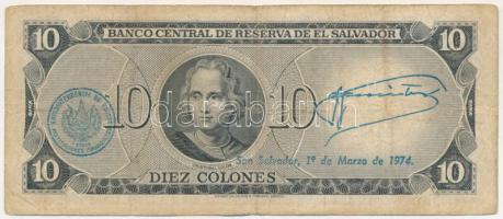El Salvador 1972. 10C "KB 1335510" hátoldalán "Superintendencia de Bancos Institucion...