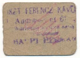 1919-1925. Budapest 50f "Liszt Ferencz kávéház" vastag kartonon, hátoldalon bélyegzés és s...