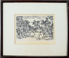 Budai Tibor (1946-): Kuruc-labanc világ. Rézkarc, papír, jelzett, művészpéldány E.A. VI/VII. számozá...