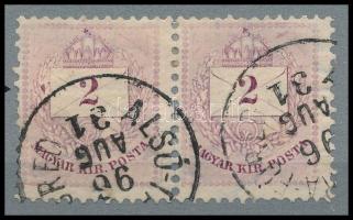 1881 2kr pár bal koszorúnál vésésjavítással, nagyon ritka (ex Orbán, Sebestyén aranyérmes kiállítási anyagból)