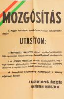 1956-1959? Mozgósítási parancs - népköztársaság honvédelmi minisztere, plakát, hajtott, 58×42 cm