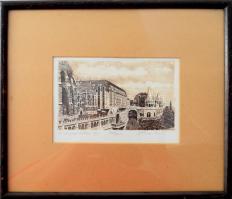 Gönczi Béla (1934-): Budapest Hilton 1985. Rézkarc, papír, jelzett, számozott (560/2000), 8,5x14 cm,...
