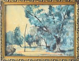 B. Mikli Ferenc (1921-2013): Táj. Akvarell, papír, jelzett, foltos, üvegezett fakeretben, 24×31,5 cm