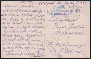 1917 Tábori posta képeslap "K.u.k. Infanterieregiment 3. Feldkompagnie" + "FP 285"