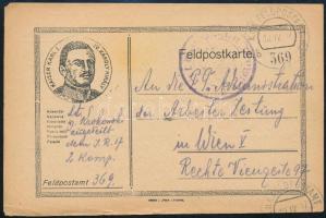 1917 Tábori posta levelezőlap "FP 369 b"
