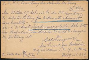 1917 Tábori posta levelezőlap "FP 369 b"