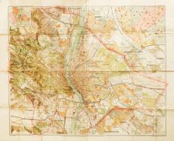 1915 Budapest Székesfőváros egész területének térképe. Nagyméretű térkép. Kogutowitz Manó. Szakadással, folttal, javított, 97,5x80 cm