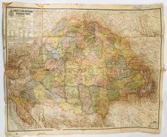 1890 Kogutowicz Manó, A Magyar Korona Országainak közigazgatási térképe. Bp., Magyar Földrajzi Intézet R. Javítással, sérüléssel, folttal, 112x80 cm