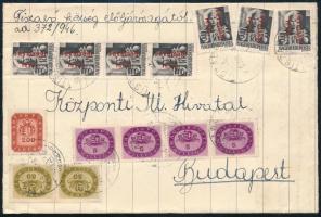 1946 (18. díjszabás) Hivatalos küldemény 14 db bélyeggel "TISZABŐ" - Budapest