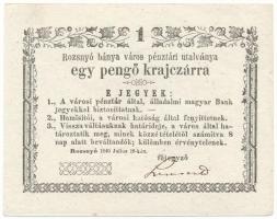1849 Rozsnyó 1849. július 16. 1kr "Rozsnyó bánya város pénztári utalványa" T:AU,XF, hajtatlan de sarokhajlás Hungary / Rozsnyó 16.07.1849. 1 Kreuzer "Rozsnyó bánya város pénztári utalványa (Cashier's Coupon of Mine Town of Roznava)" C:AU,XF, unfolded but folded corner Adamo ROZ-1.1