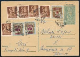 1945 (2. díjszabás) Budapest helyi levelezőlap 8 db bélyeggel