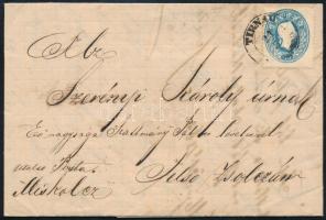 1863 15kr levélen "TIRNAU"