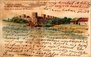 1900 Kevevára, Temeskubin, Kovin; Szemendriai várromok / Ruinen der Festung Semendria / castle ruins. litho (ázott sarok / wet corner)
